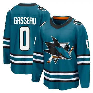 Men's Andre Gasseau San Jose Sharks ＃0 Breakaway Teal Home 2nd Jersey