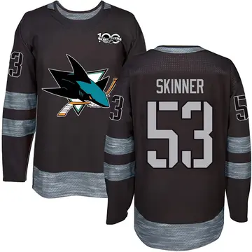 Men's Jeff Skinner San Jose Sharks ＃53 Authentic Black 1917-2017 100th Anniversary Jersey