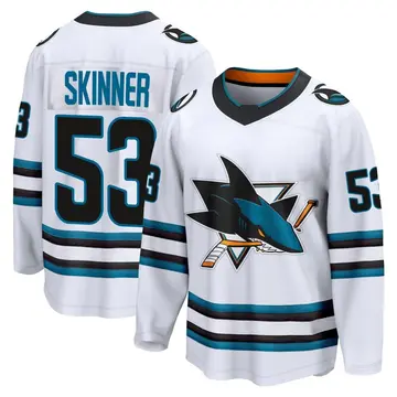 Men's Jeff Skinner San Jose Sharks ＃53 Breakaway White Away 2nd Jersey