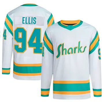 Men's Ryan Ellis San Jose Sharks ＃94 Authentic White Reverse Retro 2.0 Jersey