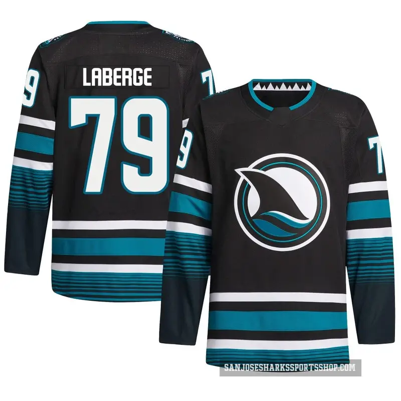 Men's Samuel Laberge San Jose Sharks ＃79 Authentic Black Alternate Primegreen Jersey