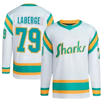 Men's Samuel Laberge San Jose Sharks ＃79 Authentic White Reverse Retro 2.0 Jersey