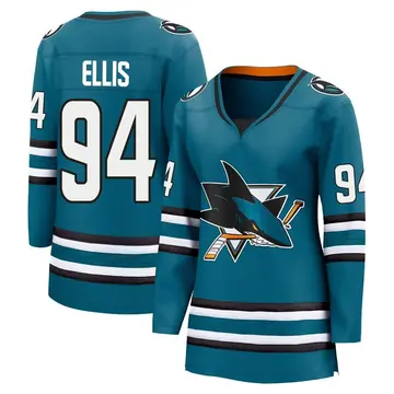 Women's Ryan Ellis San Jose Sharks ＃94 Breakaway Teal Home 2nd Jersey