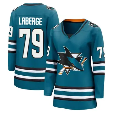 Women's Samuel Laberge San Jose Sharks ＃79 Breakaway Teal Home 2nd Jersey