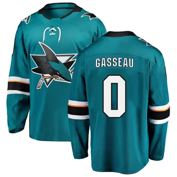 Youth Andre Gasseau San Jose Sharks ＃0 Breakaway Teal Home Jersey