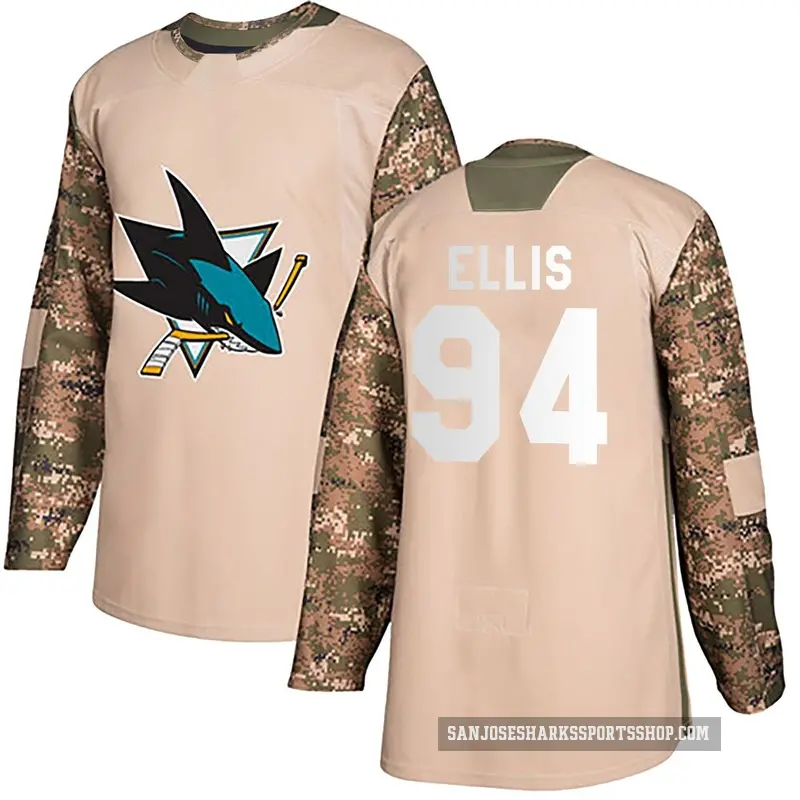 Youth Ryan Ellis San Jose Sharks ＃94 Authentic Camo Veterans Day Practice Jersey